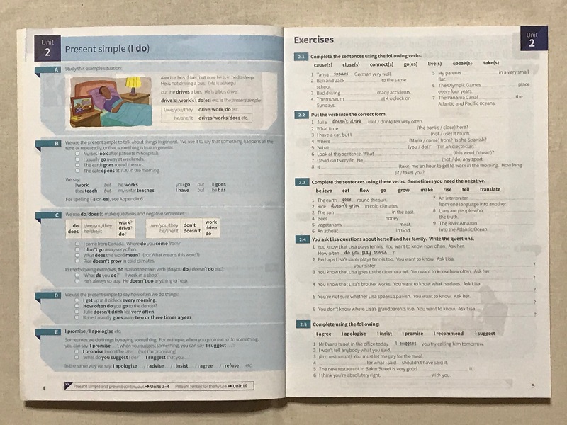 ENGLISH GRAMMAR IN USEのページを開いた写真