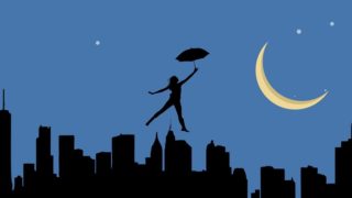 空高く飛んでいる人